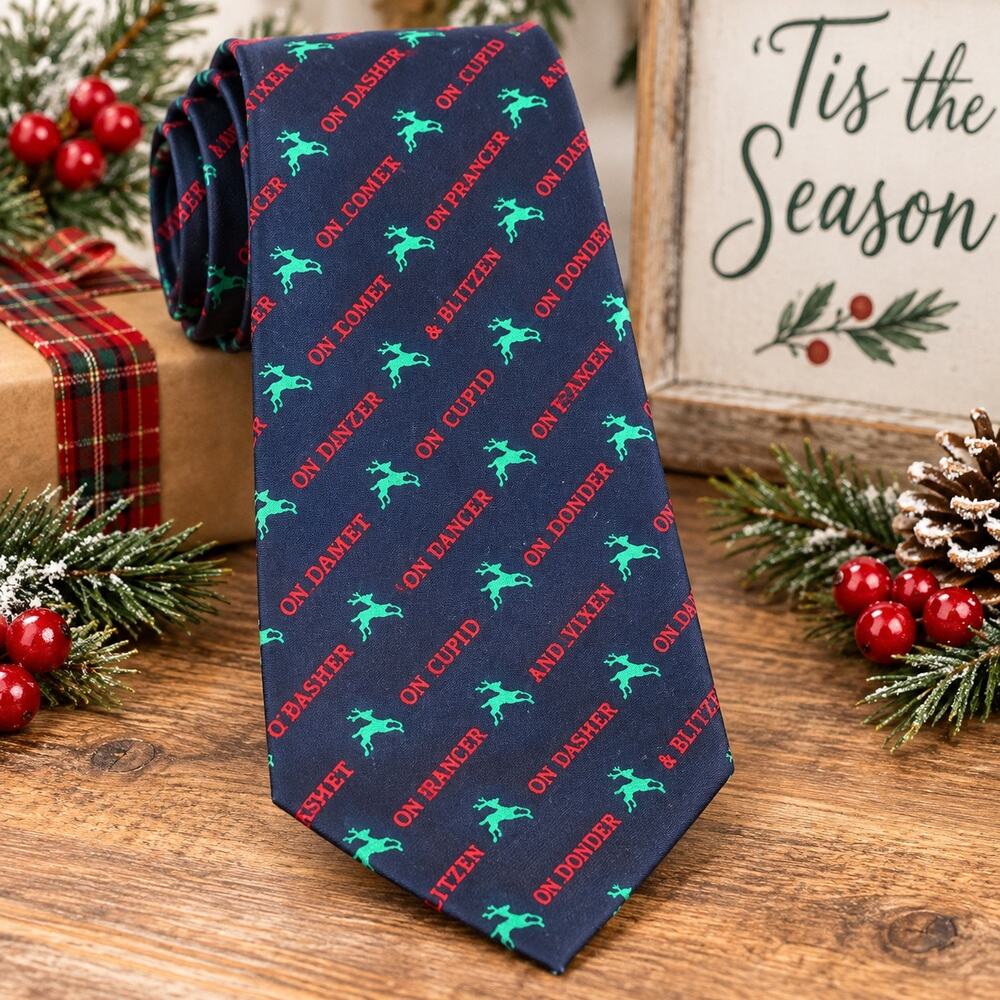 Vintage Avon Gallery Originals Christmas Reindeer Novelty Tie